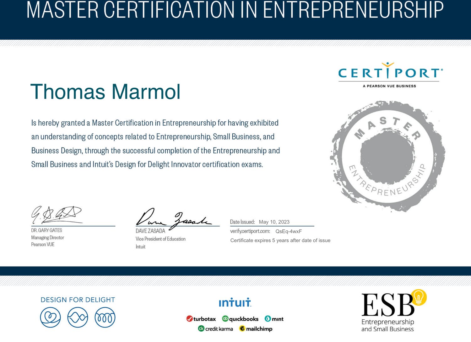Master Certification in Entrepreneurship