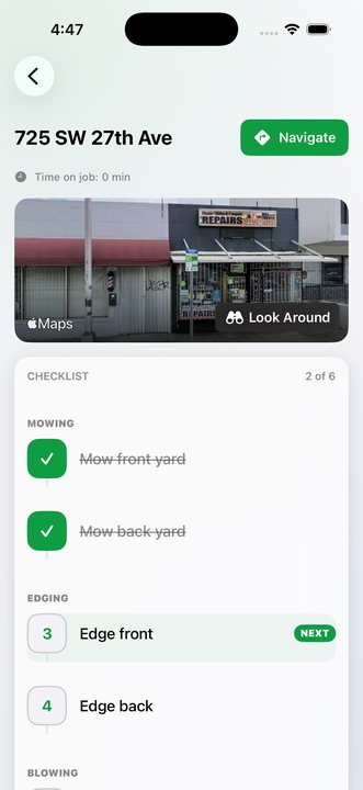 Per job checklist